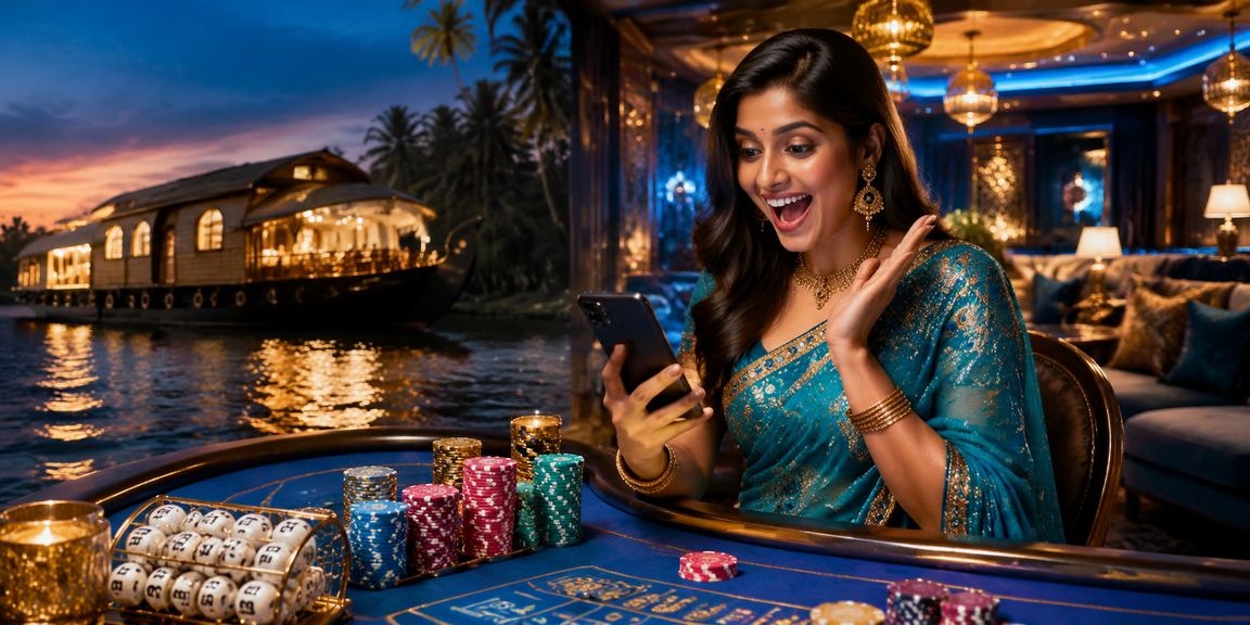 Serene Kerala backwaters with lottery concept
